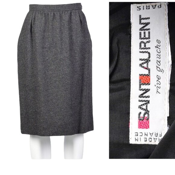 Yves Saint Laurent Rive Gauche Pencil Skirt YSL Vintage 70s 34 Made in France - Picture 1 of 11